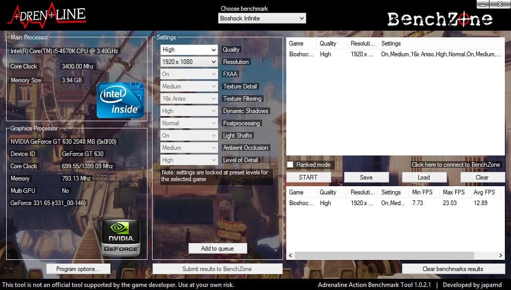 Test Nvidia Geforce GT 630 cũ ở tựa game Bioshock Infiniti