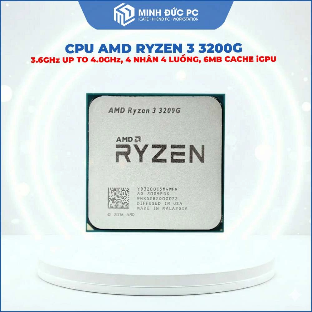 Hình ảnh CPU AMD Ryzen 3 3200G (3.6GHz up to 4.0GHz, 4 Nhân 4 Luồng, 6MB Cache, Radeon Vega 8, 65W, Socket AM4)