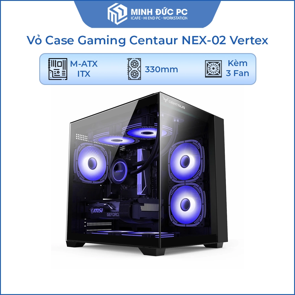 Hình ảnh Vỏ Case Gaming Centaur NEX-02 Vertex (Micro ATX, Hỗ trợ GPU 330mm, Tản nhiệt Radiator 240mm)