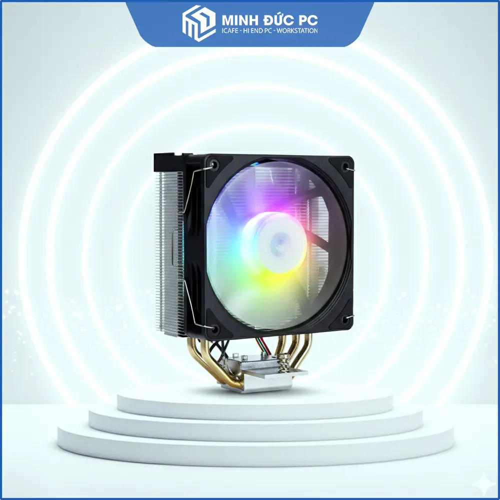 Hình ảnh Tản nhiệt khí CPU LEOPARD K400 ARGB Màu Đen (Tản tháp đơn, 4 ống đồng, Quạt 120mm LED ARGB)