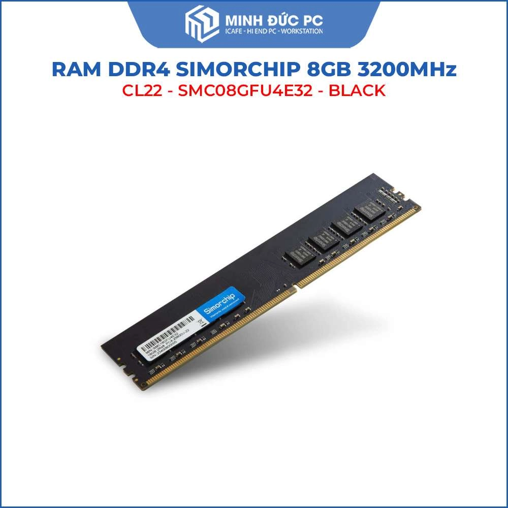 Hình ảnh RAM DDR4 SIMORCHIP 8GB (1X8GB) BUS 3200MHZ BLACK (SMC08GFU4E32)