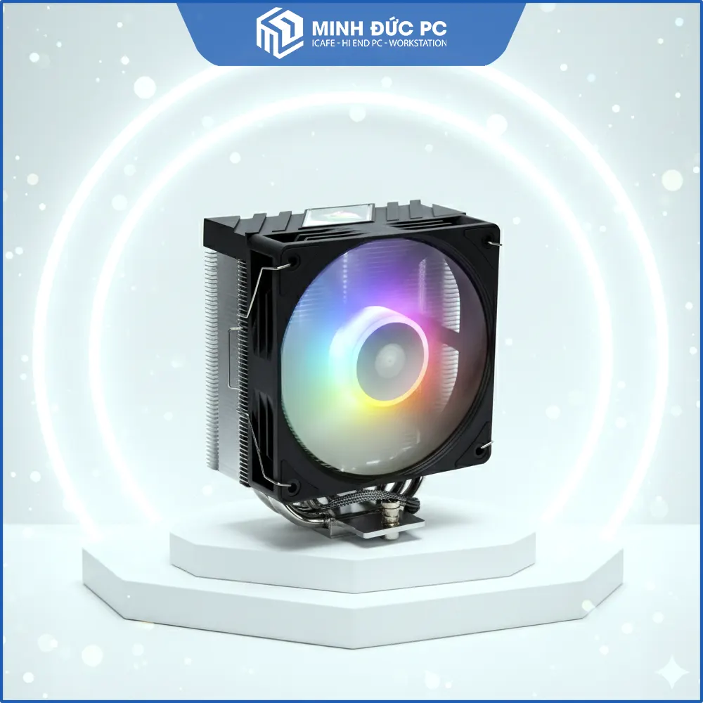 Hình ảnh Tản nhiệt khí CPU LEOPARD K400 RGB Màu Đen (Tản tháp đơn, 4 ống đồng, Quạt 120mm LED RGB)