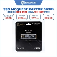 Ổ cứng SSD MCQUEST RAPTOR 512GB M.2 NVMe (PCIe 3.0 x4, Đọc 2400MB/s, Ghi 1600MB/s)