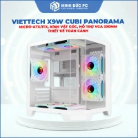 Vỏ Case VIETTECH X9w CuBi Panorama (Micro-ATX/ITX, Kính vát góc, Hỗ trợ VGA 330mm, Thiết kế toàn cảnh) - Màu trắng