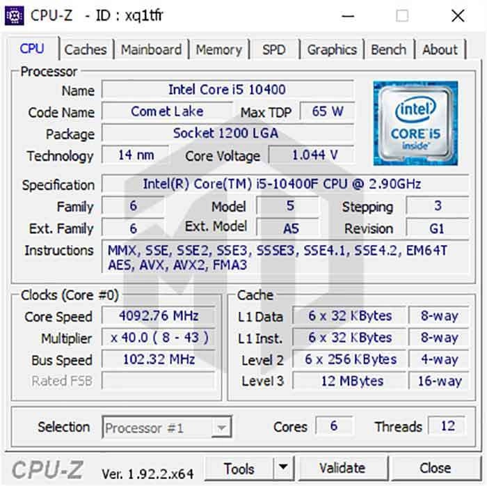 CPU Intel Core i5 10400 (2.90 GHz Turbo 4.30 GHz | 6C | 12T | 12MB) - Protech Computer